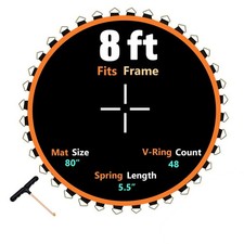 Trampoline Mat, Fits 8FT Round Frame, 80" Diam with 48 V-Rings and Spring Too...