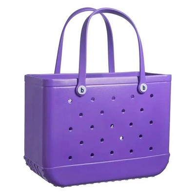Sac De Plage En Caoutchouc Eva Imperméable, Panier De Rangement De Pique Nique De Voyage De Plage Sac A Main De Shopping Pour Femmes Fourre Tout En Gelee