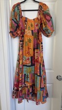 Farm Rio Tropical Collage Midi Dress Size Small NEW With Tag