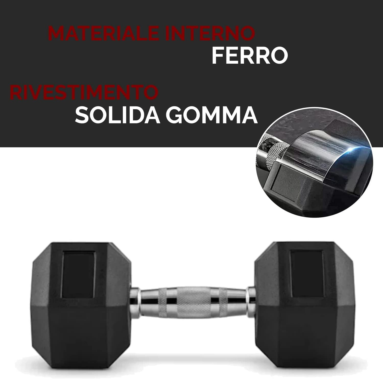 Manubrio esagonale da 5 kg per palestra foto 2
