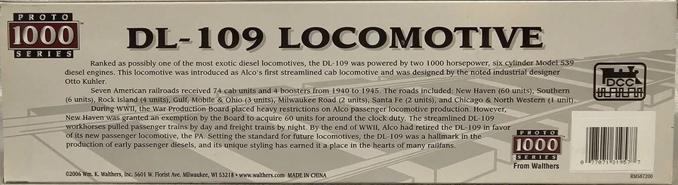 NOS Walthers HO Proto 1000 Milwaukee Road #14A DL-109 Locomotive 920-31956 DCC - Image 2 of 4