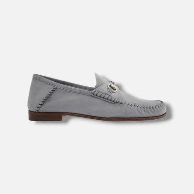 Gucci Women's Gray Gigi Horsebit Suede Mocassin Loafer Shoes Size EU:35.5 US:5.5