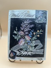 Counted Cross Stitch Kit Leisure Arts Floral Black 14 Ct Aida, Sealed Package