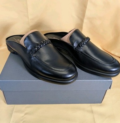 ECCO Sculpted Braided Leather Mule Womens Black Slip On Comfort Sz 11-11.5