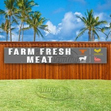 FARM FRESH MEAT Advertising Chicken Cows Vinyl Banner Flag Sign USA XL01478