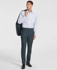 Brooks Brothers Mens Classic fit Dress Pants 44 / 30 Dark Green Solid Stretch