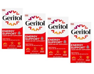 Geritol Energy Support Liquid Dietary Supplement 12 fl oz (Pack of 4)