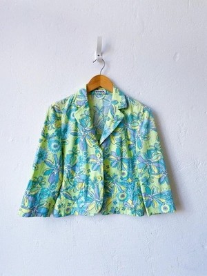 Hirsch Vintage Blazer Gr. M Mintgrün/Hellblau Y2K Blumen Scandi Struktur Jacke