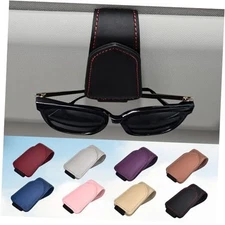  Sunglasses Holder for car Visor, Magnetic Leather Sunglasses Clip for Black