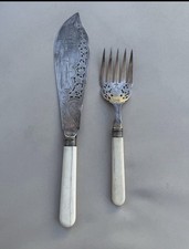 Antikes Viktorianisches Briddon Brothers Castle Pr&auml;sentationsbesteck Fish 19. JH