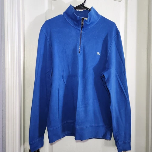 BURBERRY LONDON 1 4 1 2 Zip Pullover Felpa Uomo GRANDE Blu Nova Check