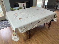 Beautiful Fall Thanksgiving 82  x58  Tablecloth. Embroidery, Cutwork  Appliqu 
