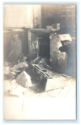 1904-1920's Broken into Safe H. Hyde Photo - East Coast Map Reference on Wall