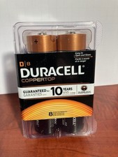 Duracell Coppertop D Batteries 8 Pack Alkaline MN1300 D8 New Sealed