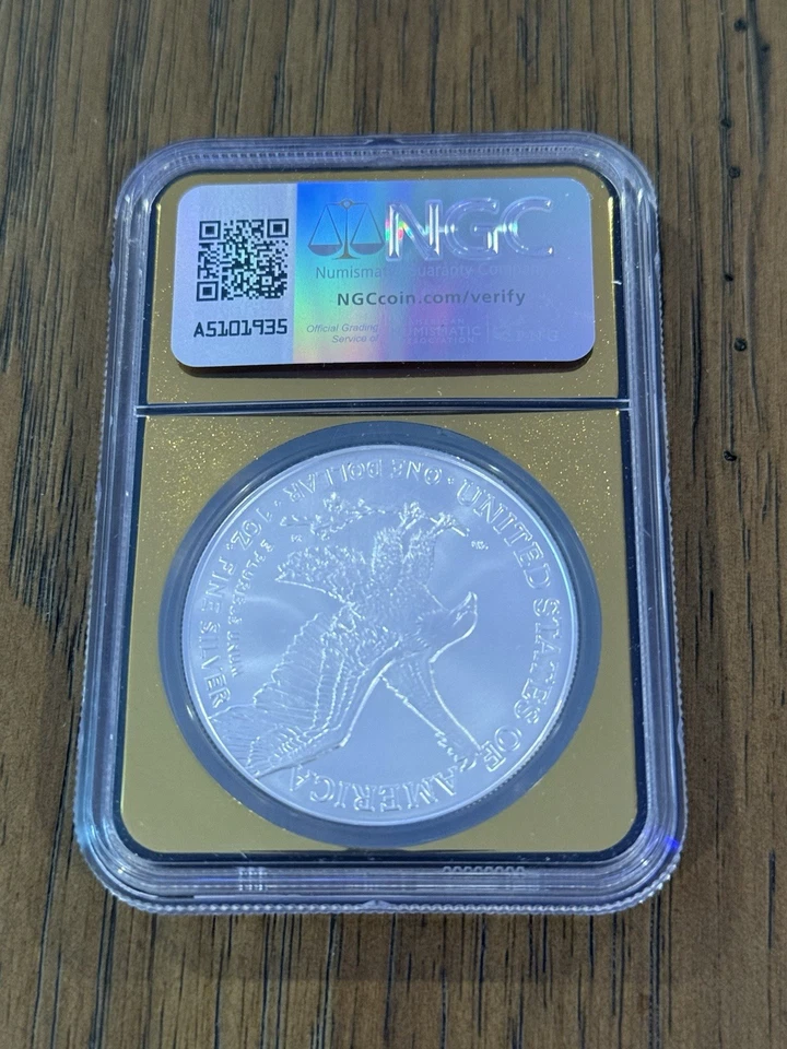 2025 NGC MS70 Silver Eagle - Gold Core - 1 of 2000 - Early Releases - Las Vegas - Image 2 of 2