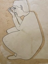 Painting Pittura Cubismo 1950 Viso Testa Ritratto da Identificare Disegno