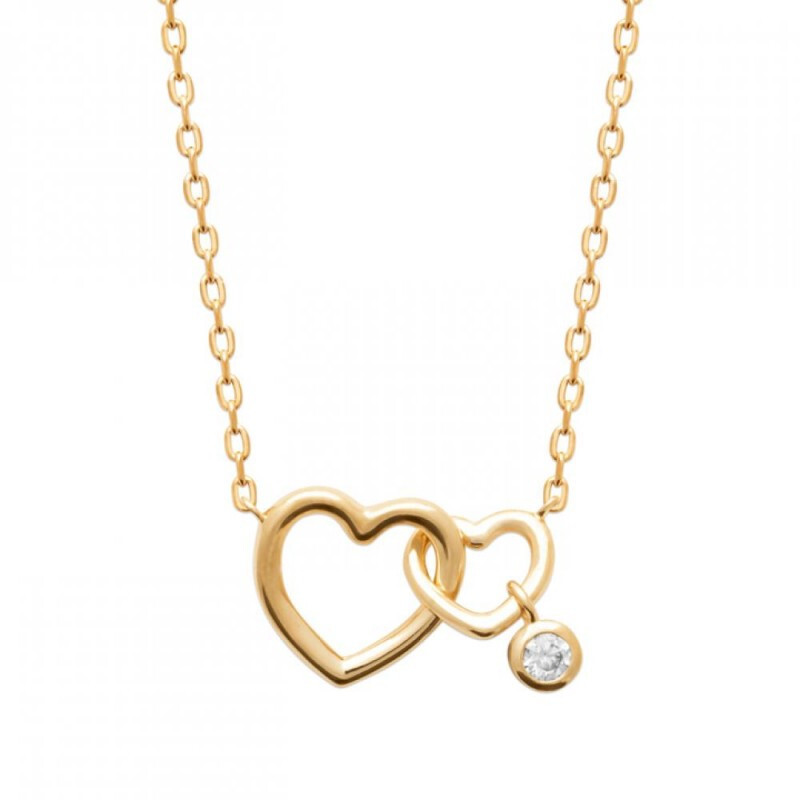 Collier coeur enlacé plaqué or 18 carats, un bijou brillant qui ne noircit pas