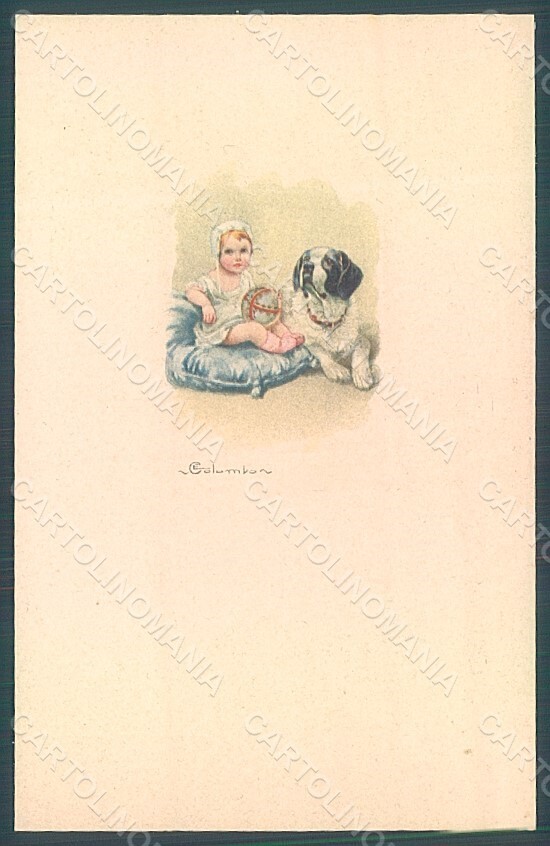 Artist Signed Colombo E. Child Landseer Dog serie 518-4 postcard HR2758