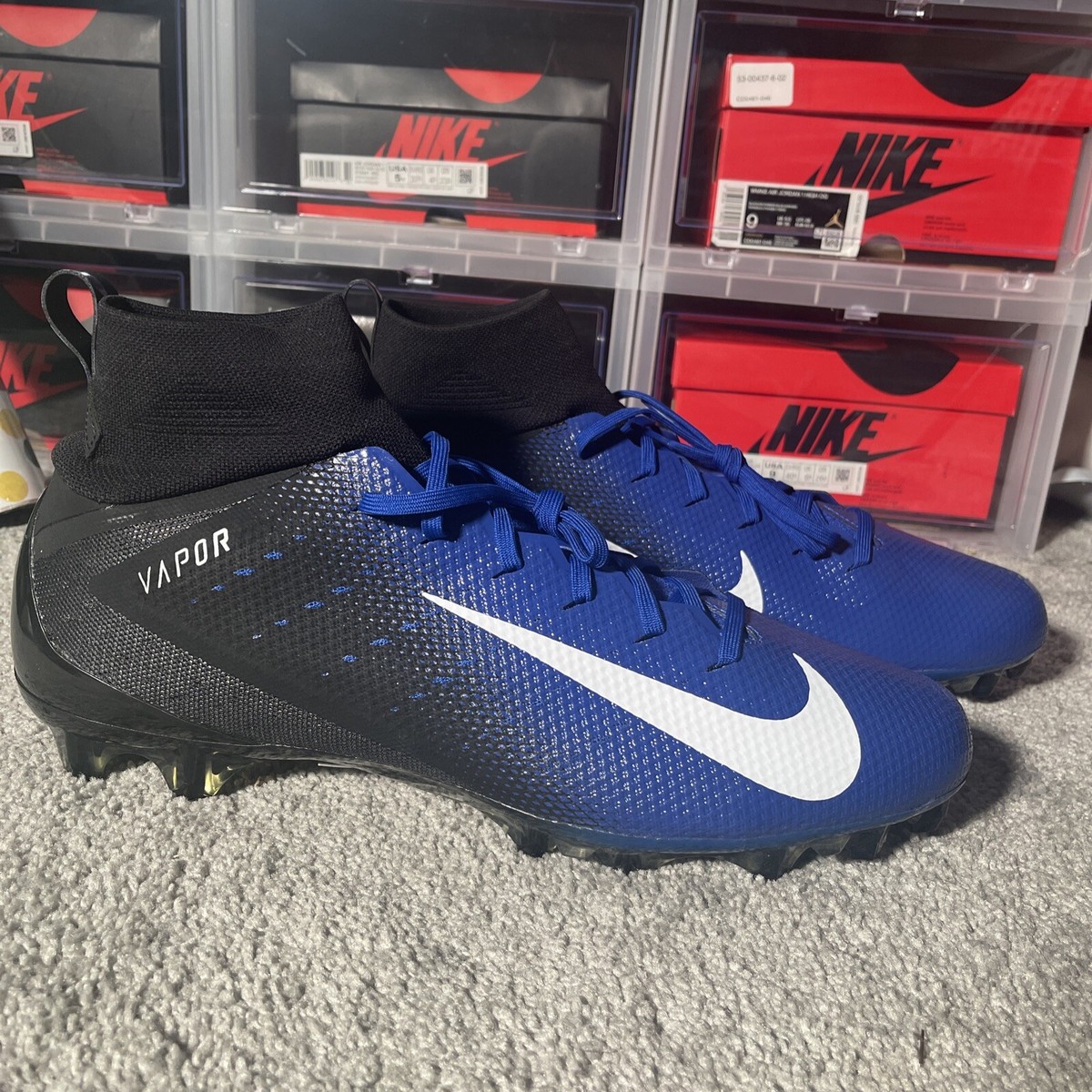 Nike Vapor Untouchable Pro Football Cleats Blue Black AO3021-009 Mens SZ  15