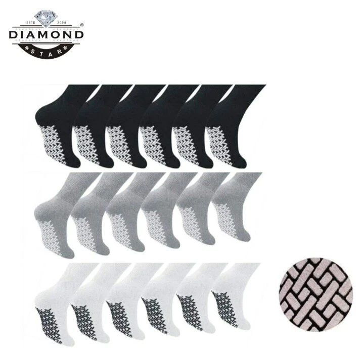 12 Pairs Gripper Non Skid Diabetic Cotton Crew Socks Non Binding Loose Fit Top
Opens in a new window