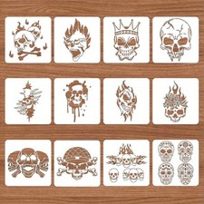 1set 12pcs Large Plastic Reusable Drawing Painting Stencils Templates sets