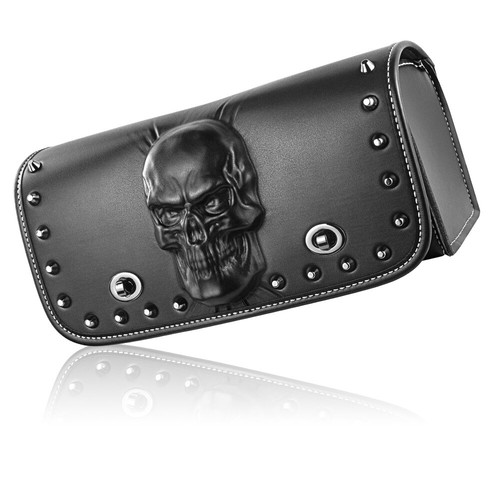 Motorcycle Handlebar bag Tool Skull Expandable Fit For Honda Fury VT1300CX Pouch - Picture 6 of 14