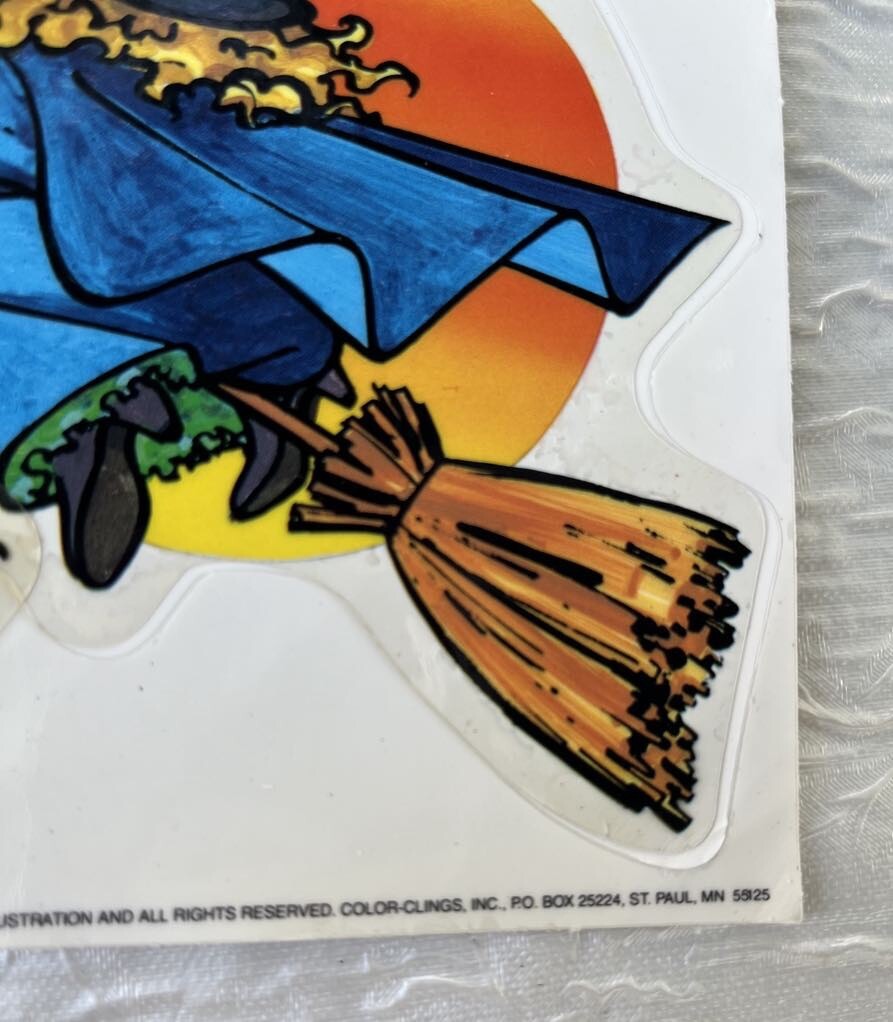 Vintage 90s Halloween Color Clings Window Decorations Witch