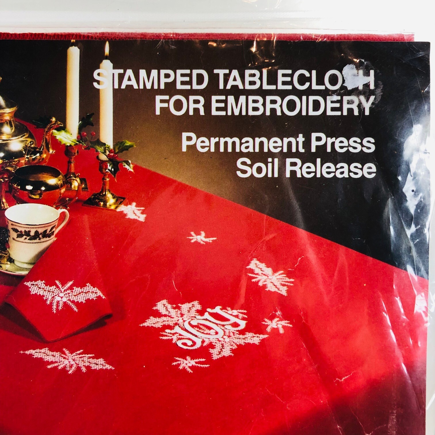 White Holly Stamped Embroidery Table Runner Kit 15 x 44 in Christmas by Tobin eBay