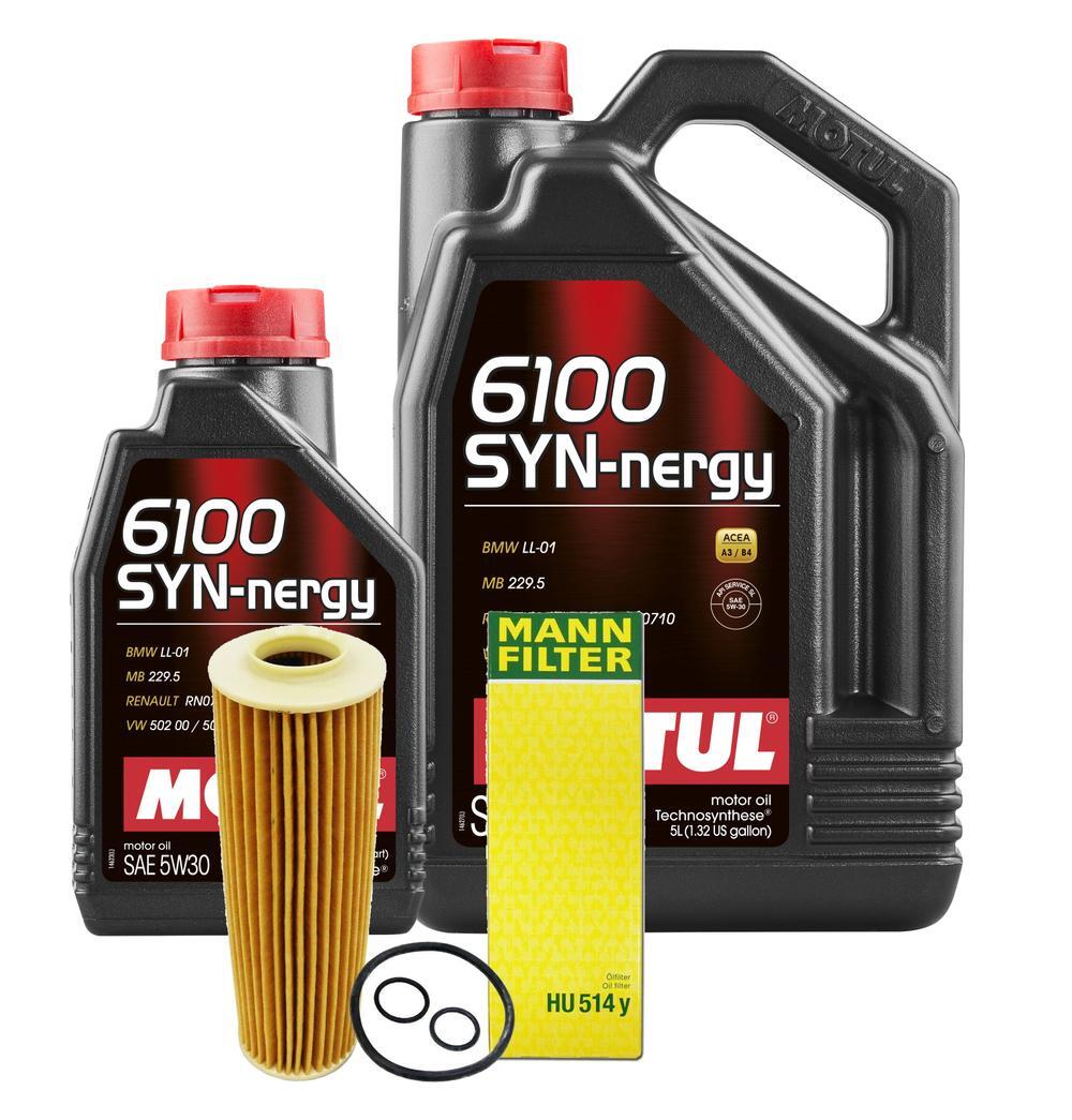 MOTULエンジンオイル６L 6L Motul 6100 SYN-NERGY 5W30 Mann Filter Motor Oil Change
