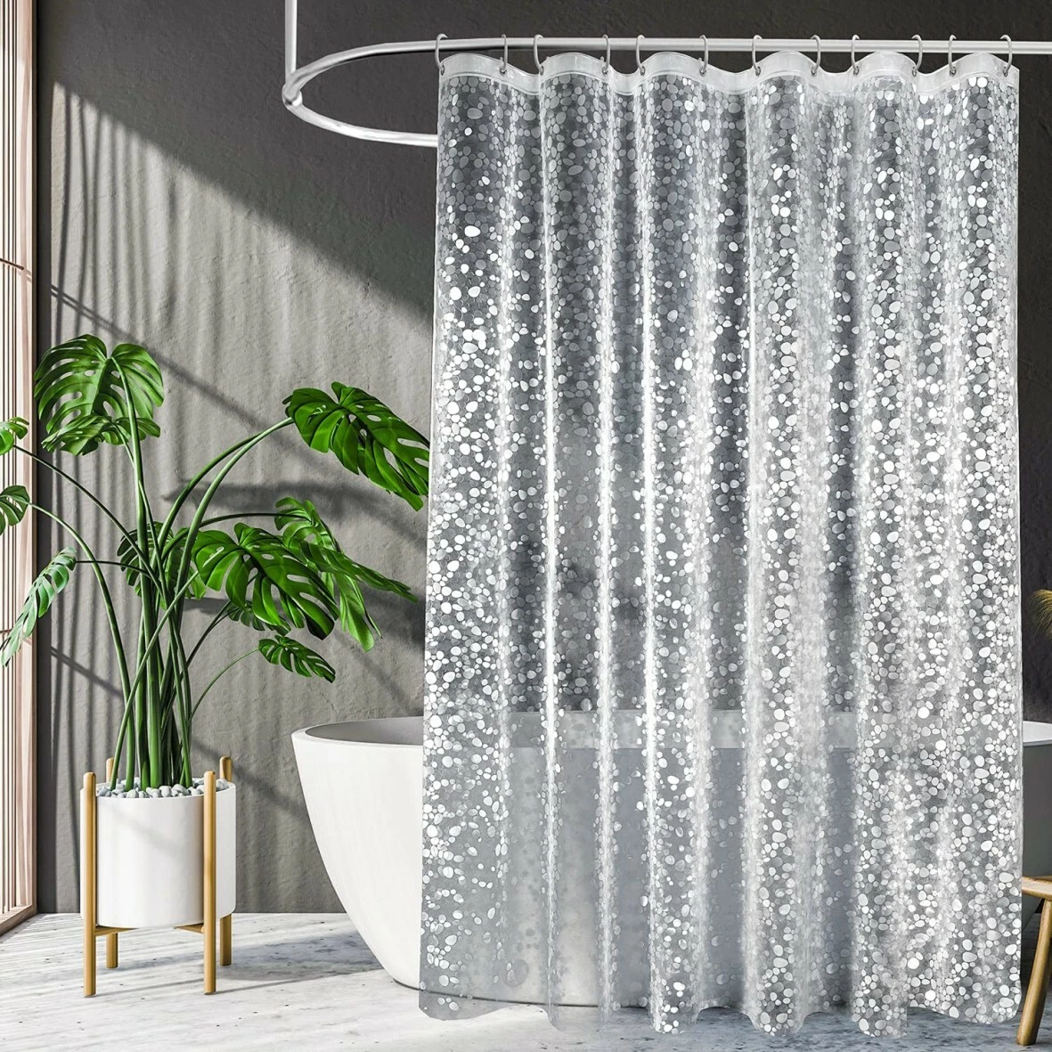 White silver on sale shower curtain