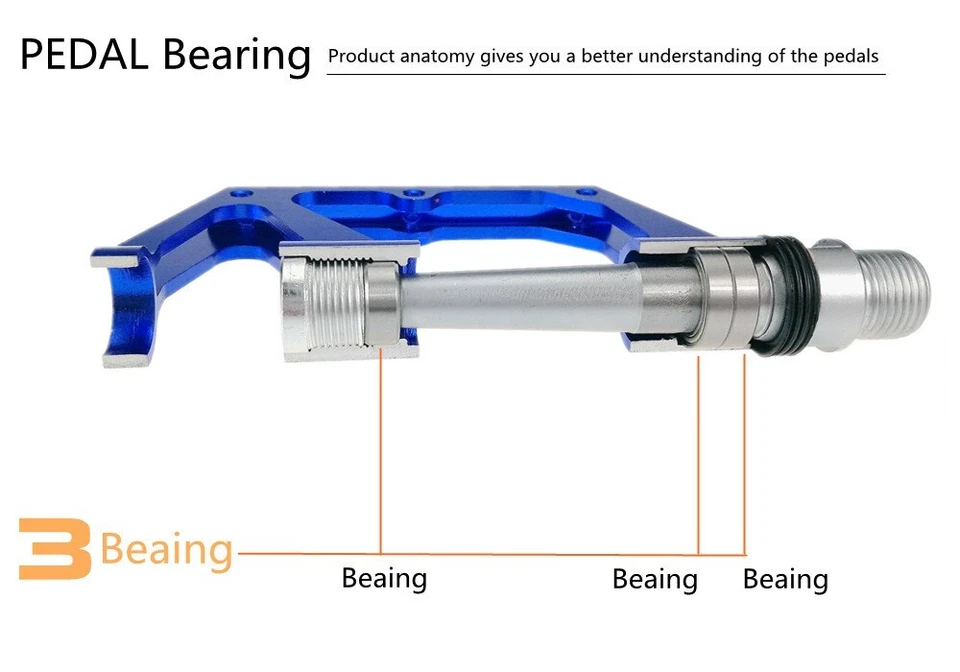 USA MTB Mountain Bike Pedals Aluminum Carbon Bicycle Flat Pedals 3 Bearings - Image 2 of 4