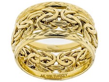 Diamond Cut Framed Byzantine Band Ring Real 1...