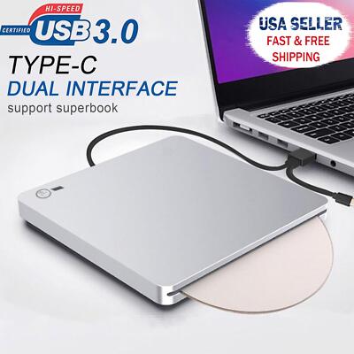 4K Genuine Burner External USB 3.0 Player DVD CD BD Recorder Drive Silver US