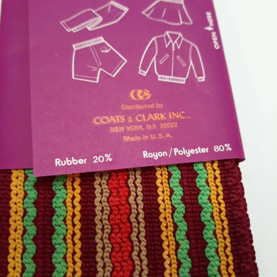 J&P Coats 装饰弹性涤纶针织条纹 2 1/2 x 30 英寸葡萄酒组合 508A — 第 4/4 张图片