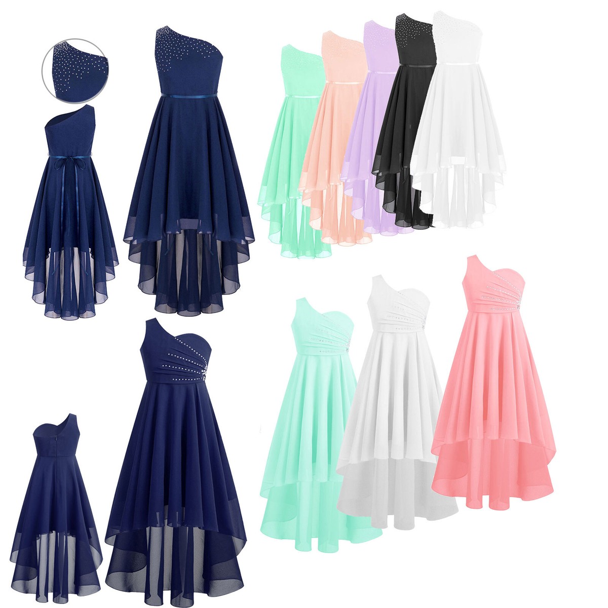 Girls Sequins Neck Chiffon Pageant Prom Gown Party Bridesmaid Flower Girl Dress | eBay Girls Sequins Neck Chiffon Pageant Prom Gown Party Bridesmaid Flower Girl Dress | eBay