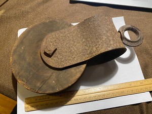 ANTIQUE WOOD METAL PULLEY FARMHOUSE INDUSTRIAL PULLEY COLLECTIBLE 11 INCHES LONG