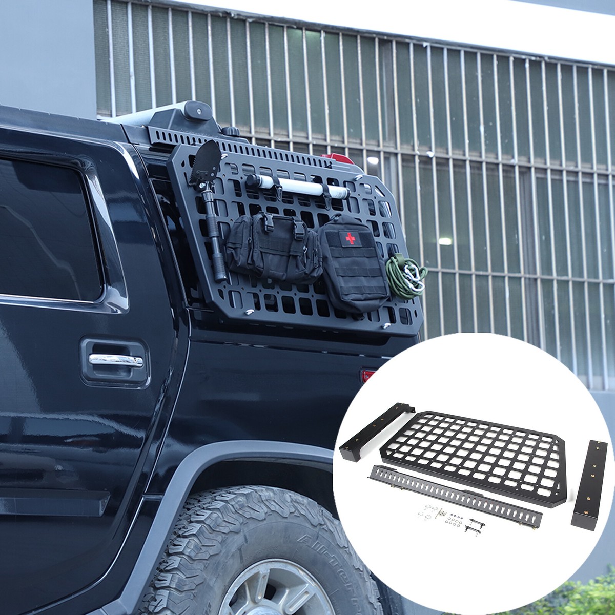 Portaoggetti Per Lunotto Posteriore Hummer H2 2003-2009 - Lega Alluminio, Nero - Foto 11