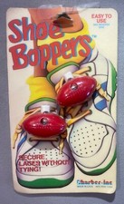 VINTAGE Shoe Boppers Red Football Motif 1988 USA sealed lace locks 