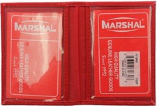 Badge ID Holder - Genuine Lambskin Leather, Two ID Windows Bifold Leather Wallet