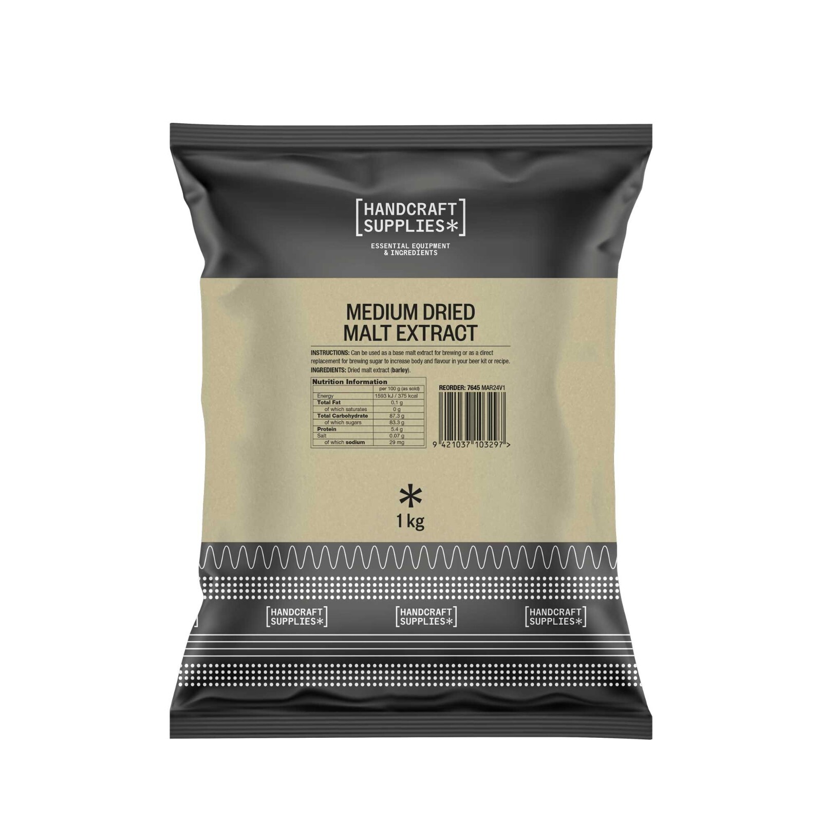 HS Medium Dried Malt Extract 1kg Sugar Beer Making Home Brew
