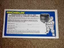 1989-1990 Mustang GT Factory Original Michelin Warranty Brochure Dated 4/89 Blnk