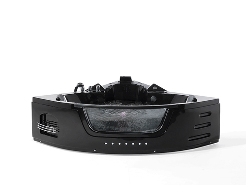 Luxus Whirlpool Badewanne SCHWARZ mit Glas LED Licht Wasserfall für Bad 155 cm - Bild 2 von 10