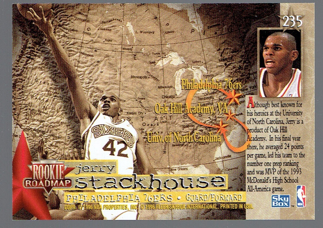 1995-96 Skybox Jerry Stackhouse Rookie RC Basketball Card | eBay