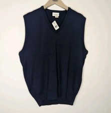 Vtg NWT Classics Mens Sleeveless Vest Sweater XL Navy USA Made 100 Acrylic