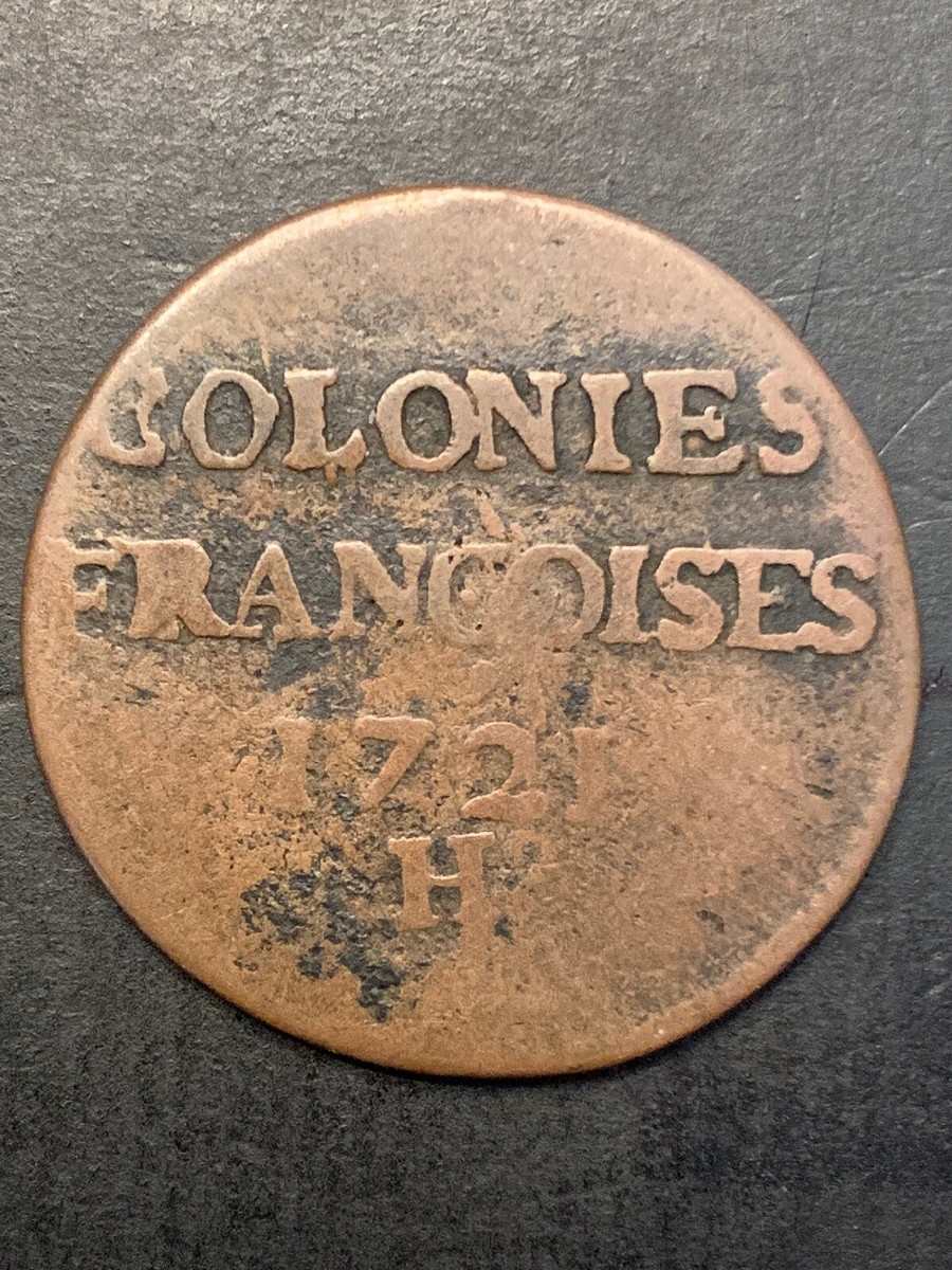 French Colonies 9 Deniers KM# 5.2 1721 H ⚜️✴️🪙 0280 Ancient