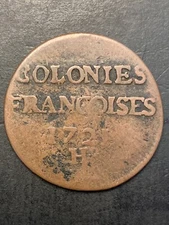 French Colonies 9 Deniers  KM# 5.2 1721 H  ⚜️*️⃣🪙 0280 Ancient Coin