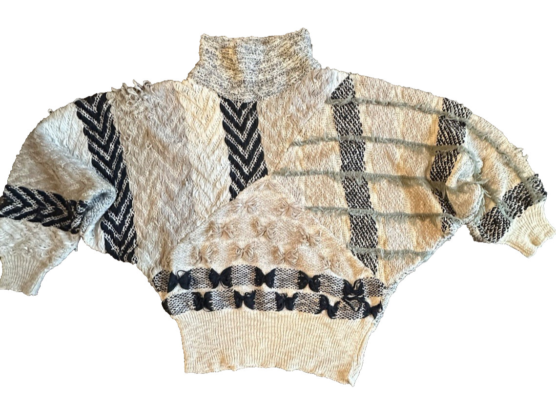 Vintage Patchwork Textured Sweater - image 1