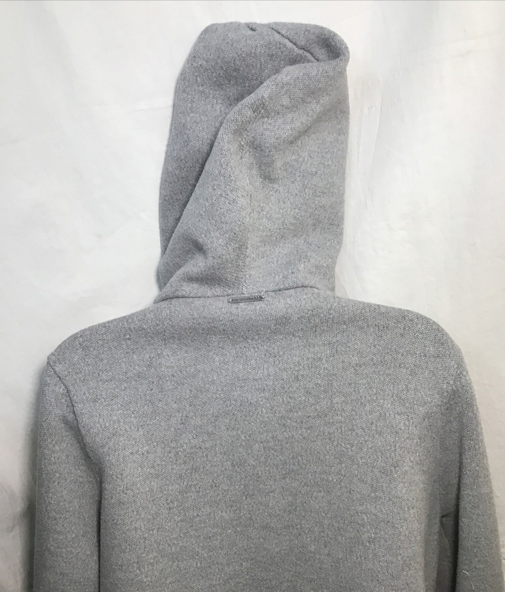 Michael Kors Zip Up Hooded Cotton Sweatshirt Rhinestone Snowflakes
