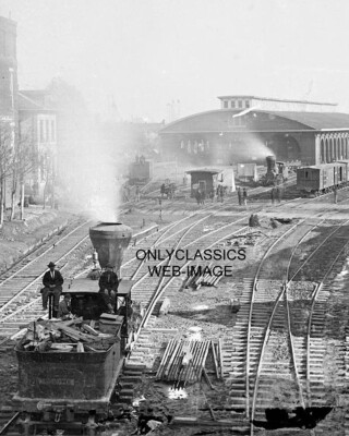 1860 ATLANTA, GEORGIA VINTAGE RAILROAD YARDS STEAM LOCOMOTIVE TRAIN 8x10 PHOTO