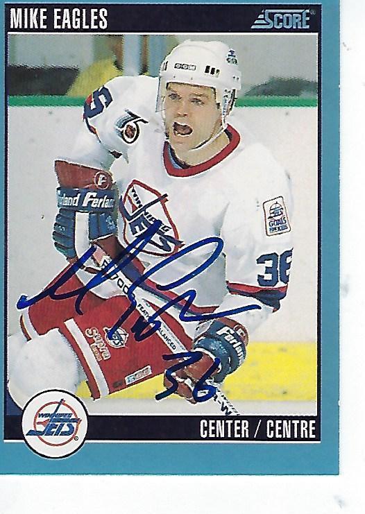 MIKE EAGLES SIGNED 1992-93 SCORE CANADIAN #345 - WINNIPEG JETS
